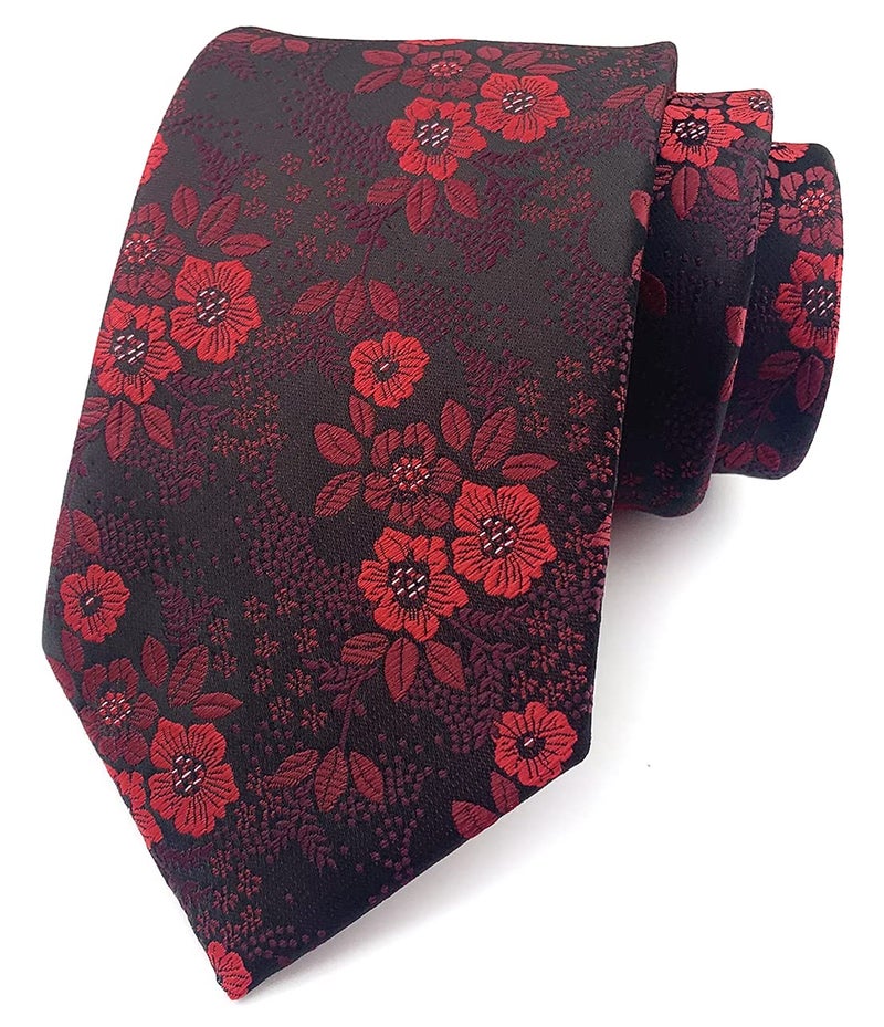 Secdtie Men's Handmade Tie Fashion Red Black NecktieS For Groomsman Events Gifts - Image 1